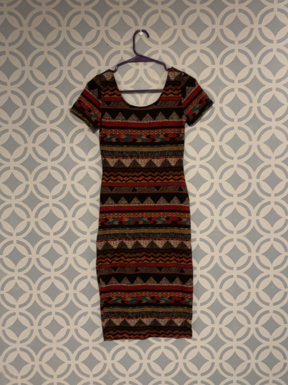 Multicolor Tribal Print Bodycon Dress - Women